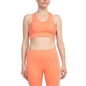 NEW AC-TIV-OLOGY deep v pop piping racer back interlock bra in fusion coral